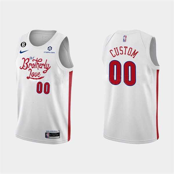 Men%27s Philadelphia 76ers Active Player Custom 2022-23 White City Edition Stitched Basketball Jersey->customized nhl jersey->Custom Jersey